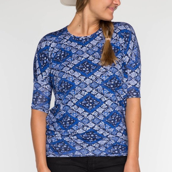 Agnes & Dora XXL Dolman Running in the Light Blue Print Tunic NWT with Dust Bag - Picture 2 of 11